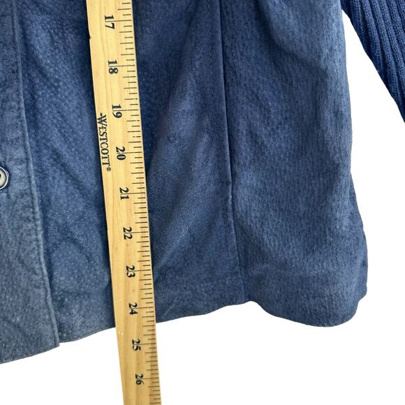 VTG Blue Suede Leather Jacket Womens M Western Knit Sleeve - Picture 5 of 11